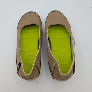 Crocs Stretch Sole Ballet Canvas Flats Khaki Tan‎ Womens 7 Comfort Walking Shoes thumbnail 6