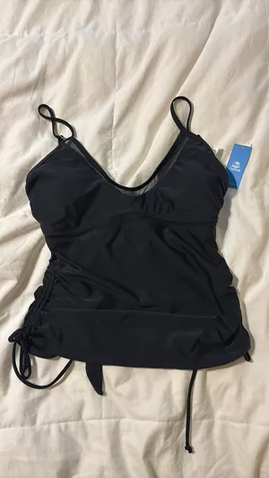Cupshe Tie back black tankini top thumbnail 2