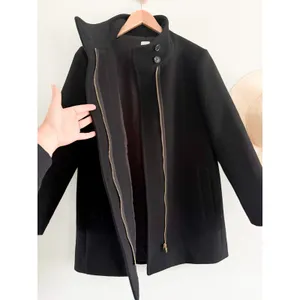 J.Crew Factory | City Coat with Button Neck Black Wool Blend | Sz 10P thumbnail 9