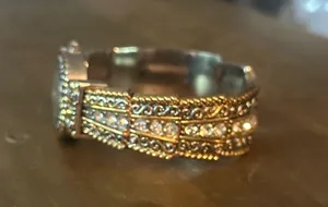 Vintage Accutime fancy two tone rhinestone cuff watch thumbnail 8