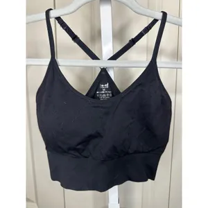 Pro-Fit Black Sports Bra Womens Medium Adjustable Straps Longline‎ Ribbed thumbnail 2