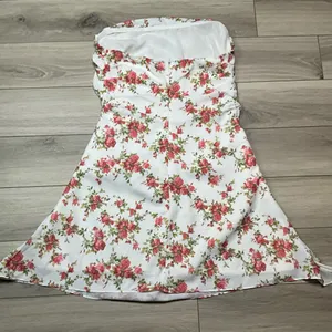 Mini Dress Y2K Strapless Size M Floral Print White Pink thumbnail 4