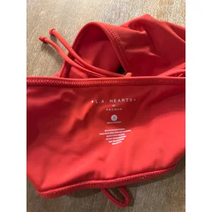 LA Hearts‎ by PacSun Red String Tie Bandeau Bikini Top Size S thumbnail 3