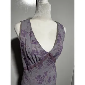 Vintage Johnathan Martin Studio Floral Maxi Dress Purple Gray size 14 Sleeveless thumbnail 2
