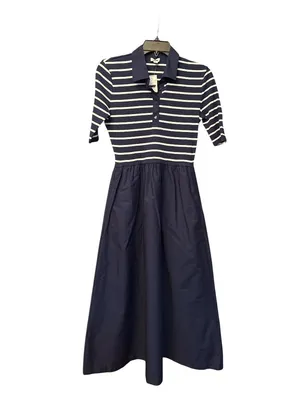 J Crew Factory Striped collared knit polo dress blue white CR820 Size S NWT thumbnail 4
