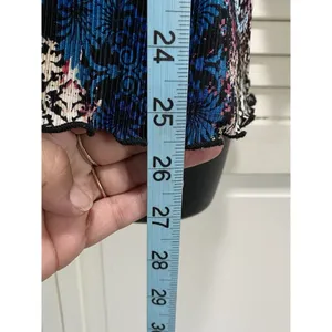 Bohemian Paisley/Medallion Print Crinkle‎ Material Faux belt Blouse size Measure thumbnail 3