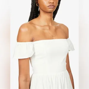 NWOT Reformation Derek Off The Shoulder Tiered Midi white Dress sz 6 thumbnail 4