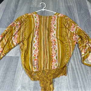 Free People Intimately Yellow Bohemian Long Sleeve Blouse Top; XS Women’s thumbnail 13