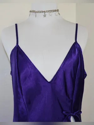 Vintage Fredericks of Hollywood Liquid Satin Lingerie Slip Small Deep Purple thumbnail 5
