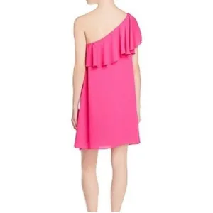Amanda Uprichard One Shoulder Fuchsia Pink Ruffled Dress size‎ P thumbnail 2