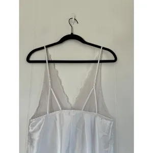 Gilligan &‎ O'Malley White Satin Lace Chemise Nightgown Mini Slip Dress Womens S thumbnail 3