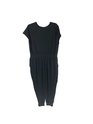 Halara Black Wrap Style Jumpsuit With Elastic Waist & Pleated Jogger Legs XL thumbnail 2