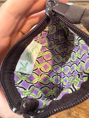 Vera Bradley Quilted Small Zip Coin Pouch in Purple, Green & Brown thumbnail 4