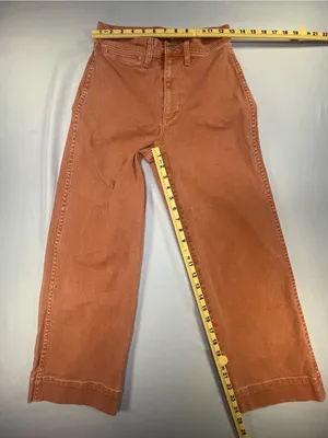 Madewell Emmett Wide Leg Crop Rust Orange Canvas High Rise Pants Size 25 thumbnail 9