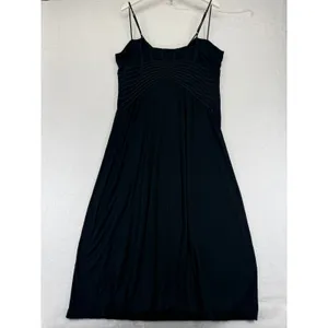 Soma Black Ribbed Spaghetti Strap Maxi Slip Dress coquette fairy goth‎ witchy XL thumbnail 7