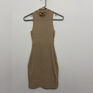 Windsor Womens Size S Nude Rhinestone Bodycon Midi Dress Sleeveless Stretch(E49✨ thumbnail 3
