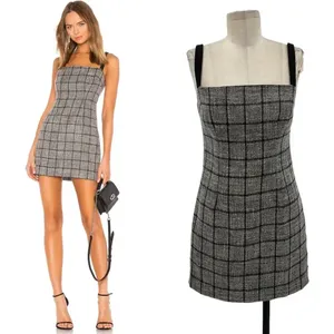 NBD‎ Bynes Mini Dress Gray Black Plaid Sleeveless Size Small thumbnail 2