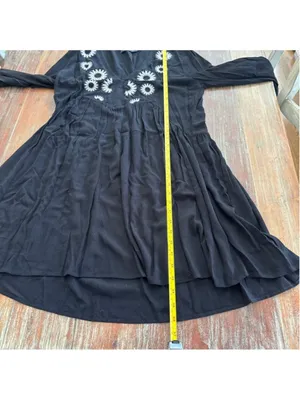 Desigual Black Long Sleeve Mini Dress Sunburst Embroidery Small thumbnail 9