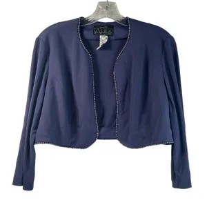 Alex Evenings Petite Iris Purple Rhinestone Trim Bolero Jacket 16P NEW thumbnail 1