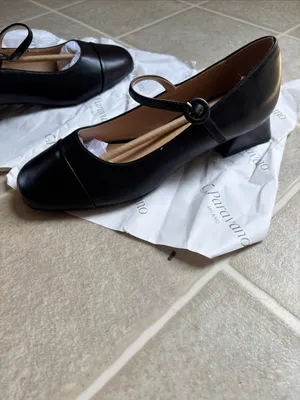 Classic Black Mary Jane Loafers with Low Block Heel thumbnail 6