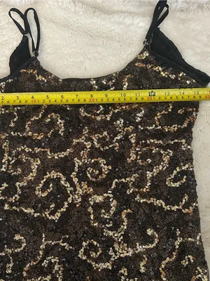 BKE Boutique black gold cami tank top blouse spaghetti straps adjustable M thumbnail 7
