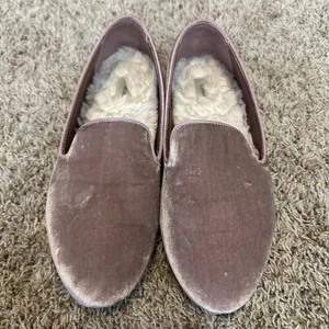 Birdies Starling Women's Size 8 Loafers Dusty Rose Pink Velvet Faux Fur‎ Lining thumbnail 3