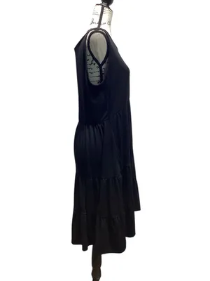 Shirley & Stone tiered sleeveless Midi dress Black size Large thumbnail 5