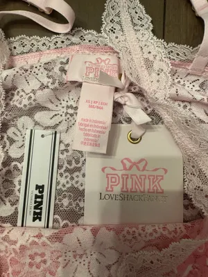 VS Pink x LoveShackFancy Size XS Pink Bow Lace Camisole Tank NWT Coquette thumbnail 2