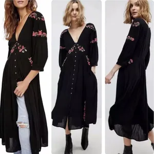 Free People Day Glow Embroidered Midi Dress thumbnail 2