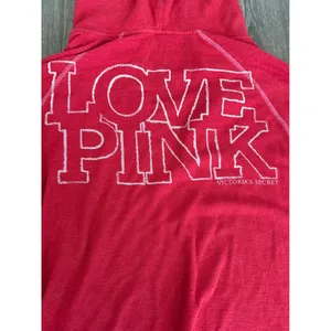 Vintage y2k‎ Victorias Secret PINK Waffle Thermal Hoodie Pink Large LOVE PINK thumbnail 4