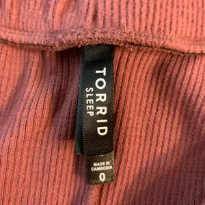 Torrid Sleep 0 Ribbed Wide Leg Lounge Pants Mauve Pink Large Soft Cozy Cabincore thumbnail 3