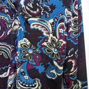 Chico's 2 Travelers Black blue large Paisley Floral Long Sleeve Blouse western thumbnail 4