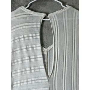 FP Beach XL Ivory Striped Knit Romper Coastal Boho Lounge Casual Summer Cover Up thumbnail 4