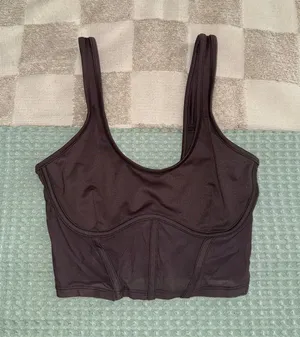 Alo‎ Yoga Airbrush Mesh Corset Tank Top Brown thumbnail 1
