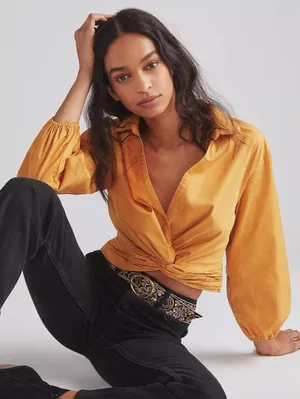 Anthropologie NWOT Twist-Front V-Neck blouse thumbnail 1