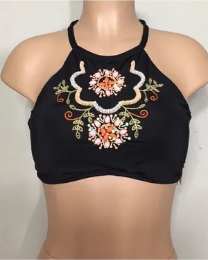 Kenneth Cole black embellished bikini top. NWT thumbnail 1