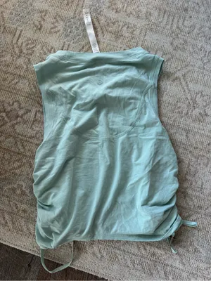 Lululemon Light Teal Sleeveless Drawstring Cinch Detail Tank Top thumbnail 4