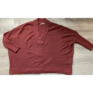 Anthropologie Womens Sweater V Neck‎ Boxy Dolman Rust Size S thumbnail 6