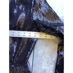 Retrofete Black Sequin Long Sleeve V-Neck Romper XS Party Event thumbnail 3