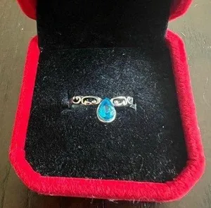 Silver Knuckle Ring for Women, Stackable Boho Joint Finger Midi Ring Size 6 New Blue thumbnail 1