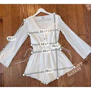 Sabo Skirt white vneck long sleeve button front romper size xs thumbnail 6