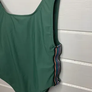 Xhilaration green side stripe one piece bathing suit thumbnail 4