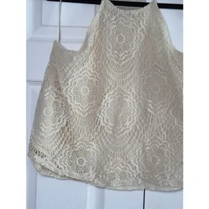 Moon River Crochet Lace Halter Top Womens Size L Cream Boho Festival Blouse‎ thumbnail 2