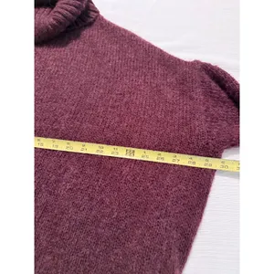 Matty M Womens Small Burgundy‎ Wool Alpaca Blend Oversized Turtleneck Sweater thumbnail 3