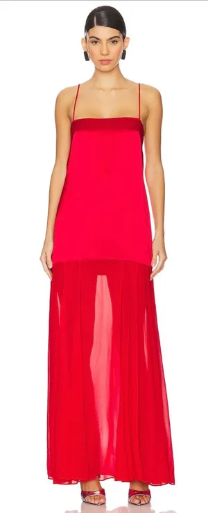 Shona Joy Moraya Dropped Waist Maxi Dress in Chilli thumbnail 1