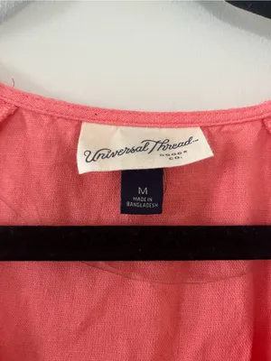 Universal Thread Coral Pink Linen Blend Tiered Mini Dress Medium Coastal Summer thumbnail 2