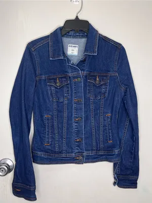 Old Navy Womens Jacket Denim Jean Dark Wash Classic Trucker Style thumbnail 1