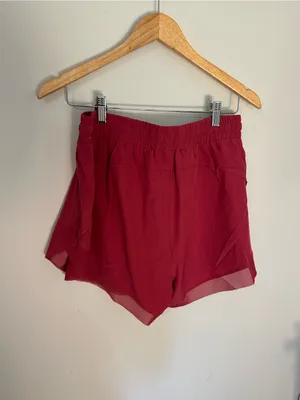 NWOT Halara Mid Rise Drawstring Contrast Mesh 2-in-1 Flowy Running Shorts 5” thumbnail 4