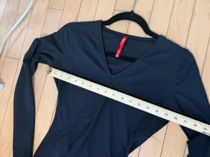 Spanx Knit Long Sleeve V Neck Black Bodysuit Size Small thumbnail 8