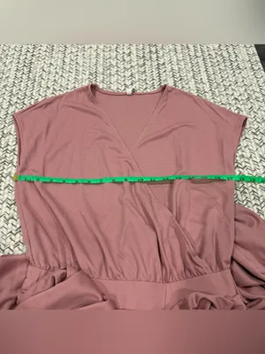 NWOT Halara Light Pink V Neck Short Sleeve Wide Leg Flowy Waffle Casual Jumpsuit thumbnail 10